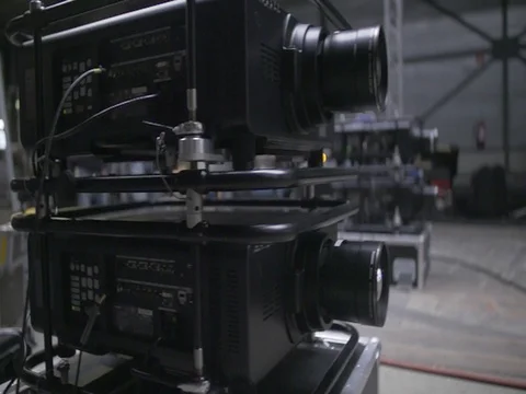 Big-beamers-projection-screen Stock Footage 75756887