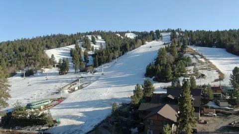 Big Bear Snow Summit Ski Resort Aerial Shot Forward San Bernardino Mountains Stock Footage 153792880
