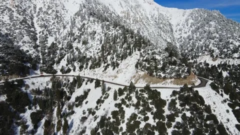 Big Bear Snowy Mountain Pass Stock Footage 231069303