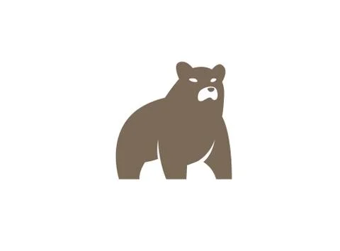 Big bear standing and looking at the side logo design Stock Illustration