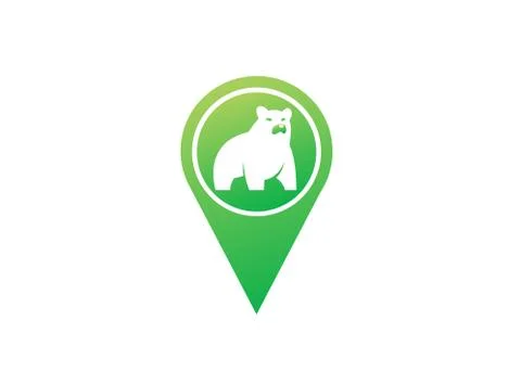 Big bear standing and looking at the side logo design, illustration icon in a Stock Illustration
