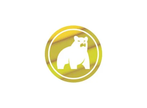 Big bear standing and looking at the side logo design, illustration icon in a Stock Illustration