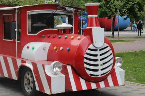 Big beautiful children's train Stock Photos