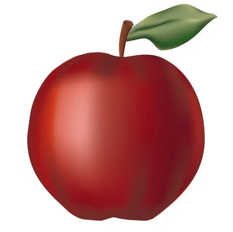 Big beautiful red apple with a leaf. Stock Illustration