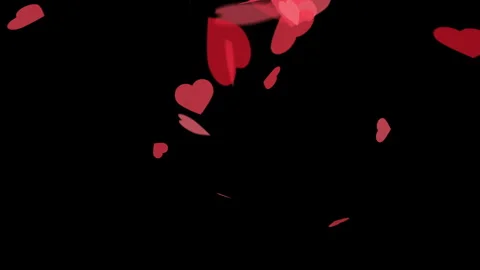 Big beautiful red hearts falling pattern animation background. Black colour Video stock 261529933