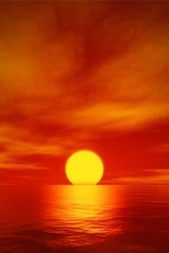 Big beautiful red sunset over the ocean Stock Illustration