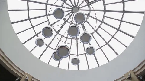 Big beautiful shiny chandelier in the mall Stock Footage 76973953
