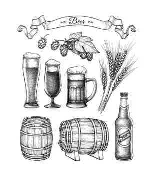 Big beer set. Stock Illustration