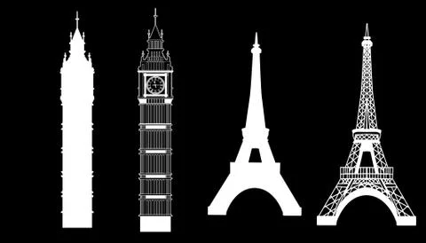 Big Ben and Eiffel Tower Illustrazione stock