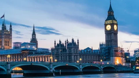 Big Ben and Houses of Parliament, London, UK, Timelapse Stock Footage 79418867