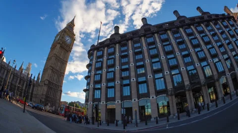 Big Ben and Office Building in Timelapse Stock Footage 34261850