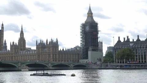 Big Ben and the River Thames Stock Footage 253730580