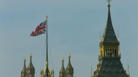 Big Ben and union jack flag CU static. HD version Stock-Footage 40919152