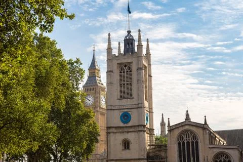 Big Ben and Westminster Abbey in London Stock Photos
