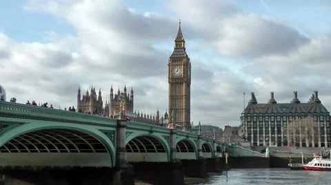 Big Ben and Westminster Bridge Stock Footage 46703945