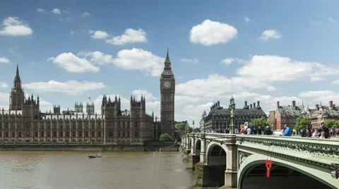 Big Ben and Westminster Bridge timelapse Stock Footage 50613498