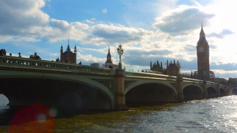 The Big Ben and the Westminster Bridge Stock Footage 95933947