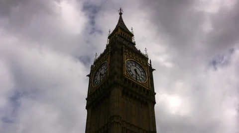 Big Ben angled view looking up at clock Stock Footage 23142704