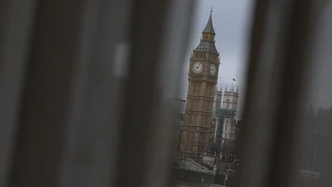 Big Ben between the curtains Video stock 85551806