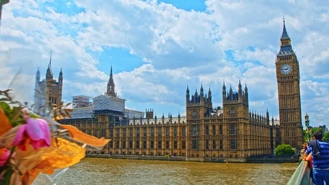 Big Ben Clock Tower And The Houses Of Parliament London England Stock-Footage 90489705