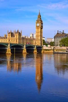 Big Ben Clock Tower and thames river London Stock Photos