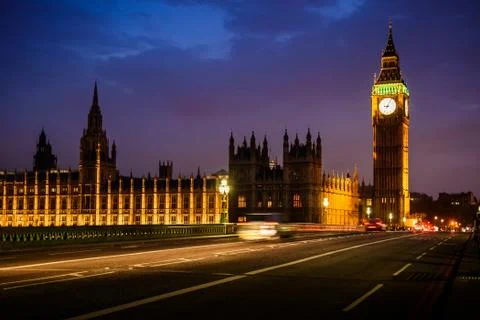 Big Ben Clock Tower and House of Parliament in the night, London, UK Stock Photos