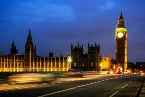 Big Ben Clock Tower and House of Parliament in the night, London, UK Stock Photos