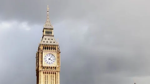 Big Ben clock tower at British Parliament in London, Great Britain Stock Footage 238981851