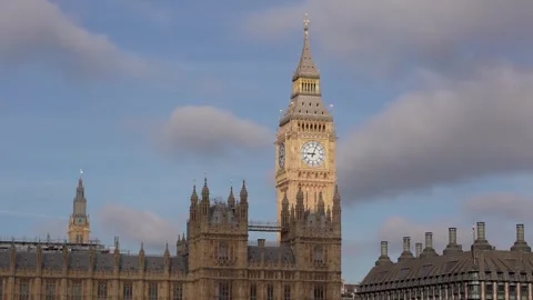 Big Ben clock tower in London Stock Footage 249909941
