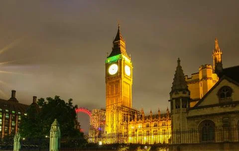 The Big Ben clock tower at night, London, UK. Stock Photos