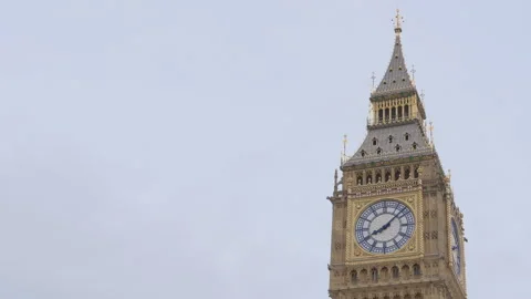 Big Ben clock tower showing changing time, close -up Stock Footage 289013790