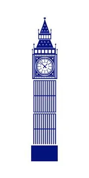 Big Ben clock tower silhouette, big ben clock tower silhouette vector Stock Illustration