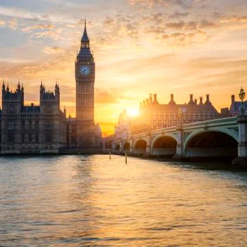 Big Ben clock tower at sunset Stock Photos