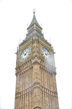 Big Ben clock tower with white background Foto stock