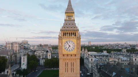 Big Ben Clocktower Pullback Shot in London 21 September 2024 Stock Footage 304756907