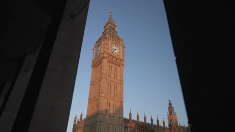 Big Ben Clocktower at sunset in Parliament Square, Westminster, London, England Stock Footage 243287669