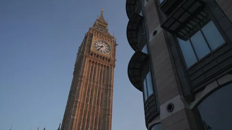 Big Ben Clocktower at sunset in Parliament Square, London, England Stock Footage 243287727