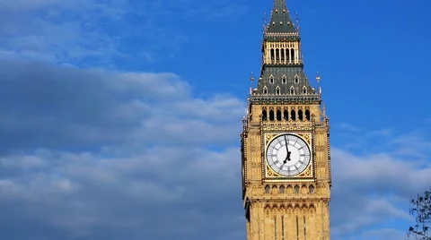 Big Ben, closed up, blue background Stock Footage 55661081