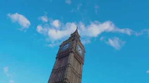 Big Ben Closeup in Timelapse with Clouds Stock Footage 34261370