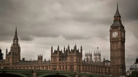 Big Ben with clouds time lapse Stock Footage 8656894