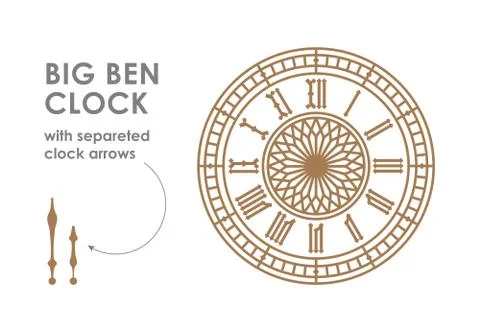 Big Ben dial with clock hands. Stock Illustration
