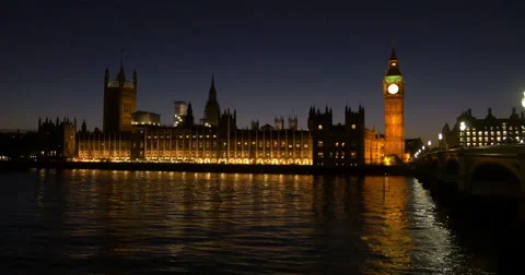 Big Ben, Houses of Parliament, Westminster Bridge, London, England Stock Footage