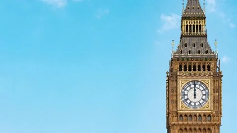 Big Ben, London, at 12 o'clock exactly, timelapse Stock Footage 181128129