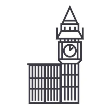Big ben london vector line icon, sign, illustration on background, editable Ilustración de archivo