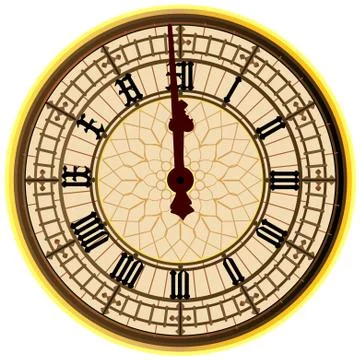 Big ben midnight clock face Stock Illustration