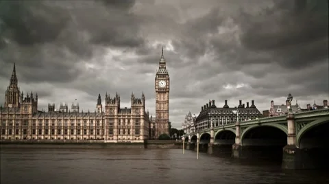 Big Ben with moody clouds time lapse Stock Footage 8656845