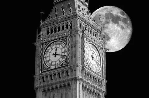 Big ben moon Stock Photos