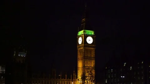 Big Ben at Night - 4K Stock Footage 77321718