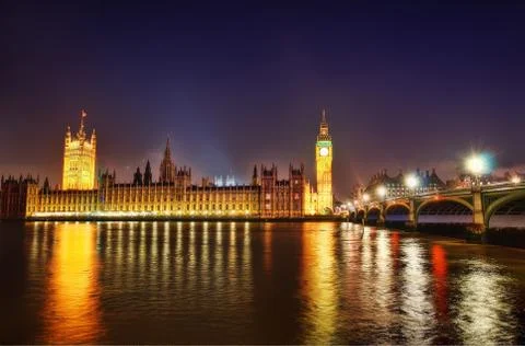 Big Ben at Night Stock Photos