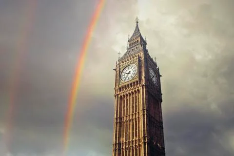 Big Ben with rainbow Photos